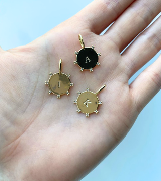 Harper Initial Charm in Gold with CZ Crystals