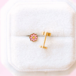 Pink Tiny Daisy Stud Earrings