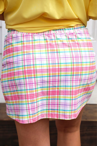 PREORDER- Spring Social Plaid Skort