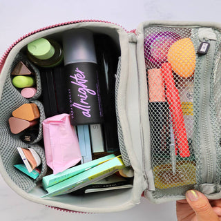 Neoprene Small Train Case - Black/Pink