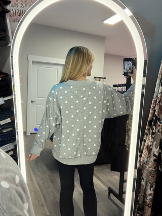 Oversized Polka Dot Scuba Pullover