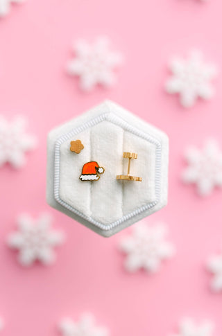 Red Santa Hat Flat-Back Earrings