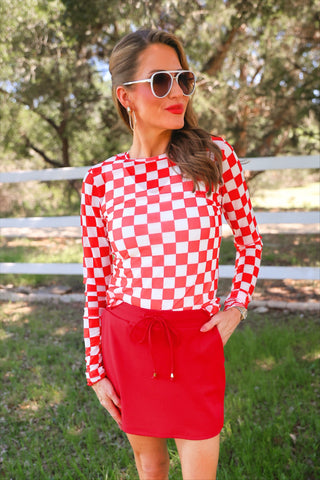 Solid Red Skort