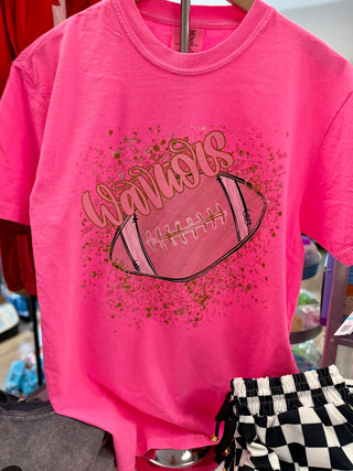 Pink Out Warriors Football Splatter Graphic Tee