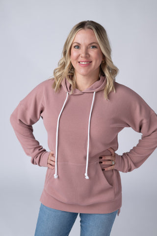Kacey Ribbed Hoodie - Rose