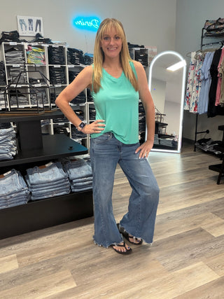 Risen High Rise Ankle Wide Jeans