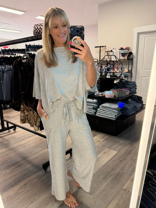 Brushed Stretch Boxy Top & Wide Leg Pant Set
