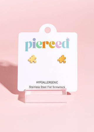Puzzle Piece Flat Back Earring
