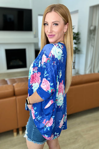 Essential Blouse in Royal and Pink Floral