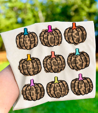 Leopard Pumpkin Grid Graphic Tee