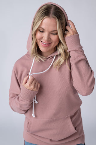 Kacey Ribbed Hoodie - Rose