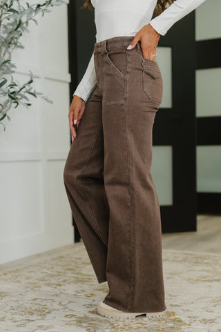 Andy High Waist Retro Wide Yarn Dyed Front Patch Pkts