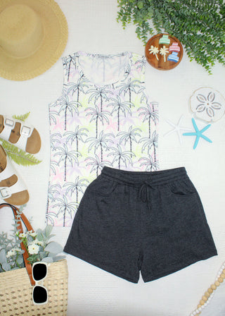 Candice Crinkle Shorts - Charcoal