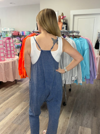 Mineral Wash Spaghetti Strap Jumpsuit