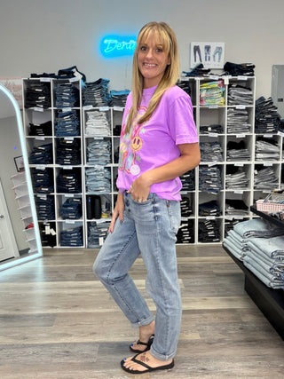 Judy Blue Mid Rise ‘Billie’ Boyfriend Denim - Light Iced Indigo