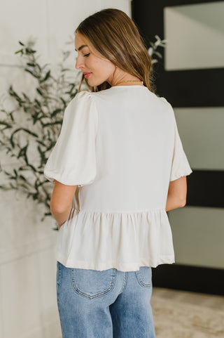 PREORDER: Balloon Sleeve Bow Blouse in Ivory