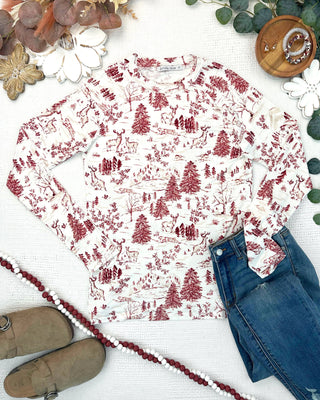 Blair Long Sleeve Top - Cranberry Woodland