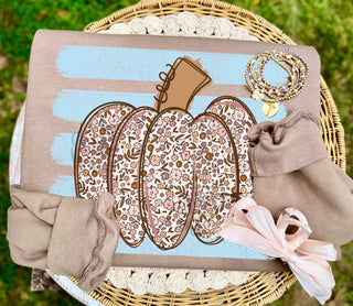 Floral Pumpkin Stripes Graphic Tee