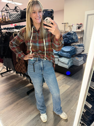 Judy Blue Daisy High Waist Tummy Control Bootcut Denim in Indigo