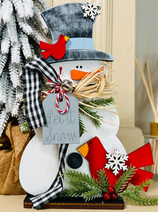 Cardinal Snowman Shelf Sitters