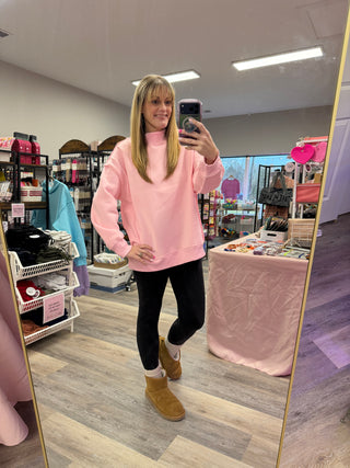 Mock Neck Sweatshirt - Baby Pink