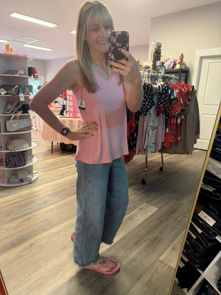Vera V Neck Tank - Pink