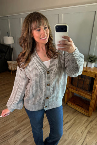 Cable Cardigan - Grey