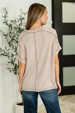 Catch Me Loungin’ Cable Ribbed Knit Top in Ash Mocha