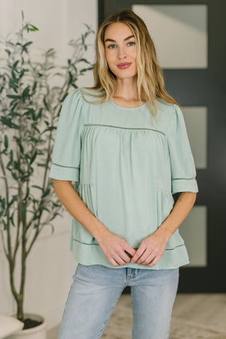 Caught You Looking Crinkle Woven Blouse