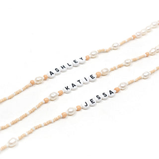 Customized Champagne and Pearls Beaded Necklace