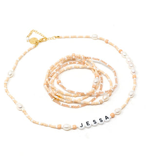 Customized Champagne and Pearls Beaded Necklace