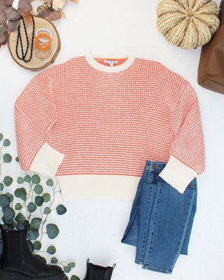 Charlotte Sweater - Orange and Ivory