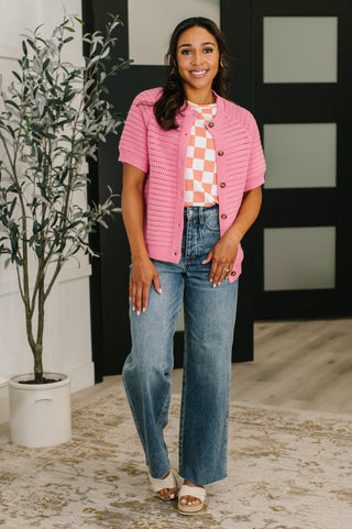 Check Hers Round Neck Top in Orange