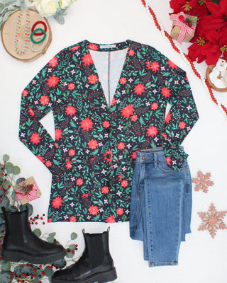 Cori Cardigan - Poinsettia Nights