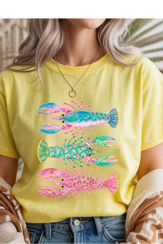 Pastel Lobsters Graphic Tee