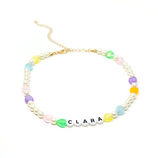 Customized Clara Pearl and Heart Necklace