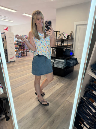 Light Wash Refined Denim Skort