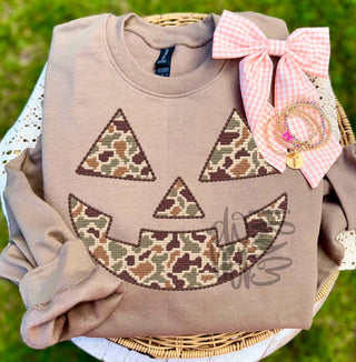 Camo Jack O’ Lantern Faux Stitch Graphic Tee