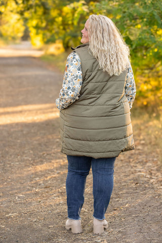 Harlow Long Vest - Olive