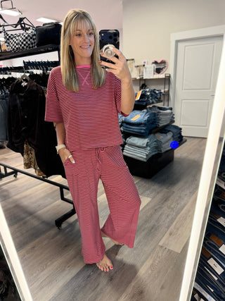Striped Knit Top and Pants Set