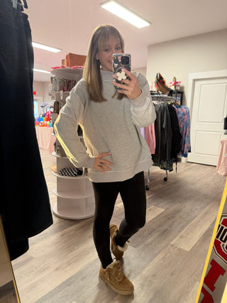 Oversized Inside Out and Reversible Mockneck Sweatshirt