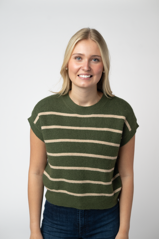 Striped Sweater Top - Olive and Tan