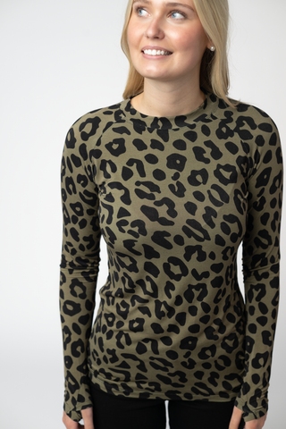 Blair Long Sleeve Top - Olive Animal Print