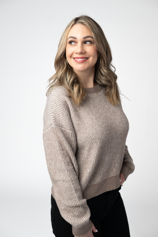 Josie Cozy Crew Sweater - Mocha