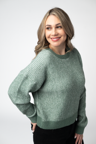 Josie Cozy Crew Sweater - Sage