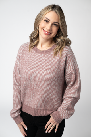 Josie Cozy Crew Sweater - Dusty Rose