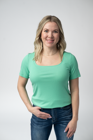Short Sleeve Alyssa Top - Aquamarine