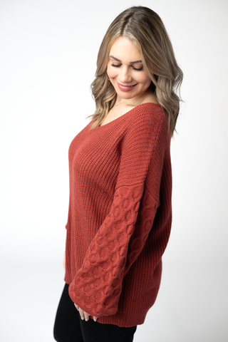 Talina Textured Sweater - Brick