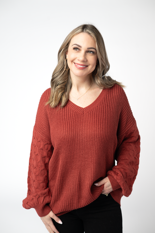 Talina Textured Sweater - Brick
