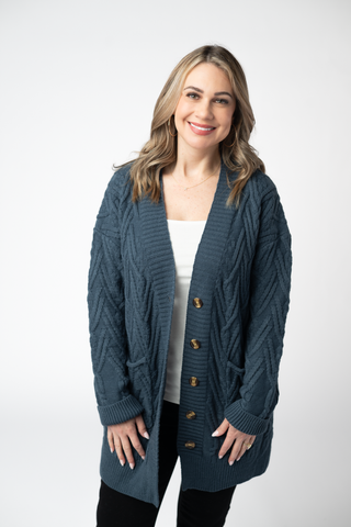 Brooks Button Sweater Cardigan - Navy